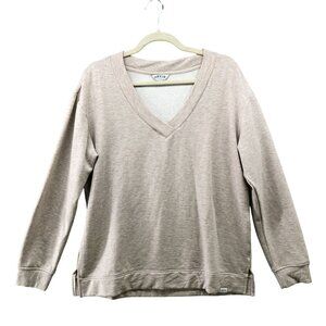 Orvis Sweatshirt Womens M Beige Heather V-neck Modal Blend Pullover Lounge